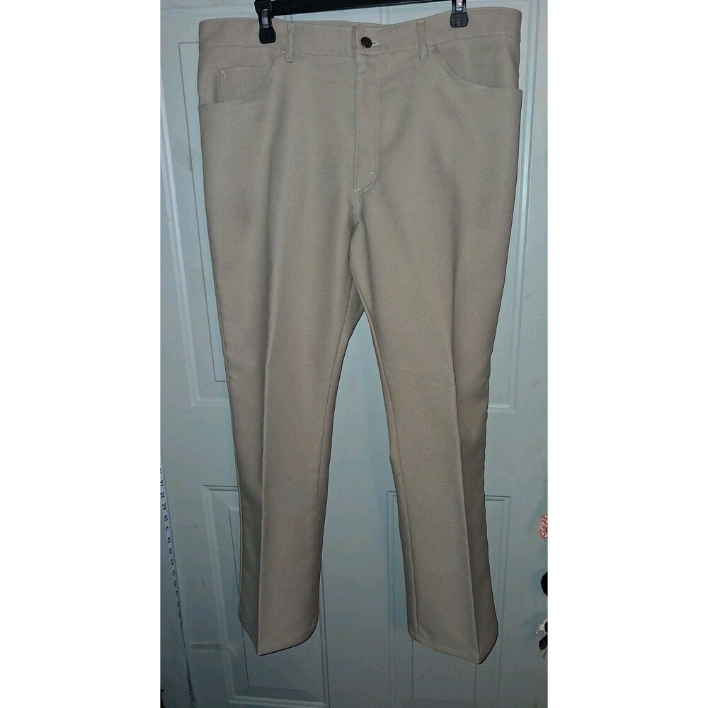 Vintage Lee USA Made Work Pants 38x30 Beige Khaki Straight Leg 5 Pocket Workwear